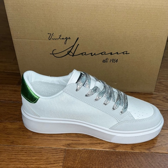 Vintage Havana Lexa Fashion Sneakers White & Gray Women’s Size 7.5 Green Star - Picture 5 of 10